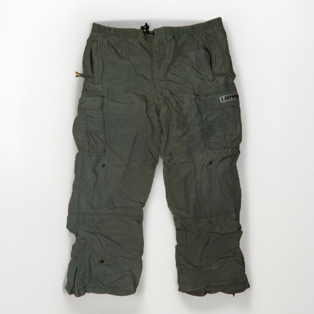 Lee Pipes Cargo Pants Green Size 16 34x23 Y2K 90s Skater Grunge Capri Raver